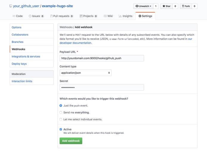 GitHub - New Webhook Configuration
