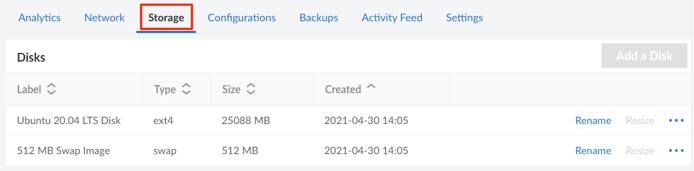 Viewing the total storage on a Linode