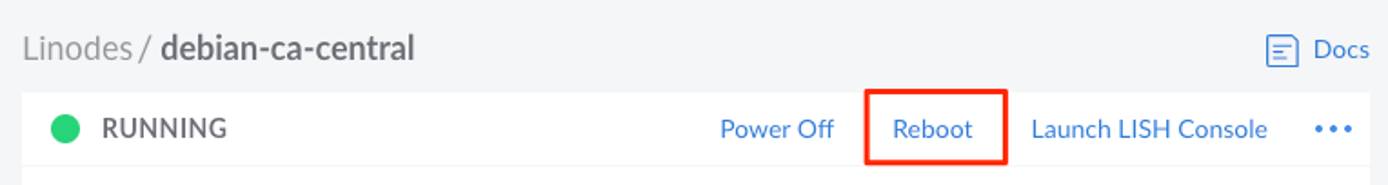 Reboot the Linode