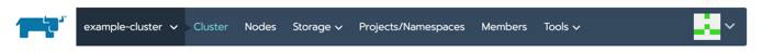 Rancher navigation bar - cluster mode