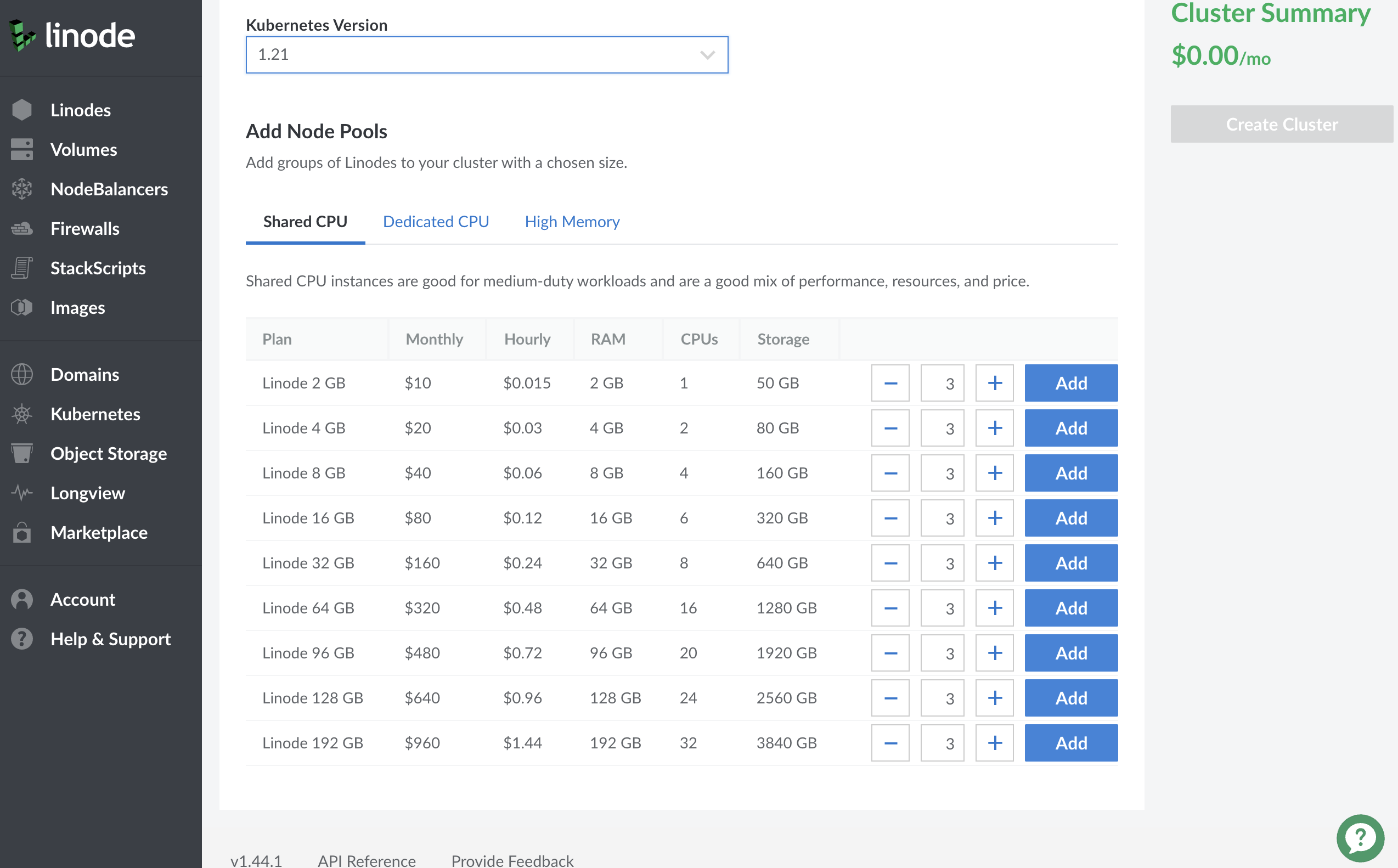 Select your cluster&rsquo;s resources