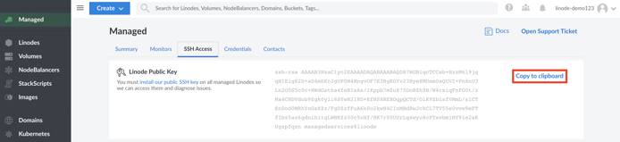 Linode Managed Public SSH Key