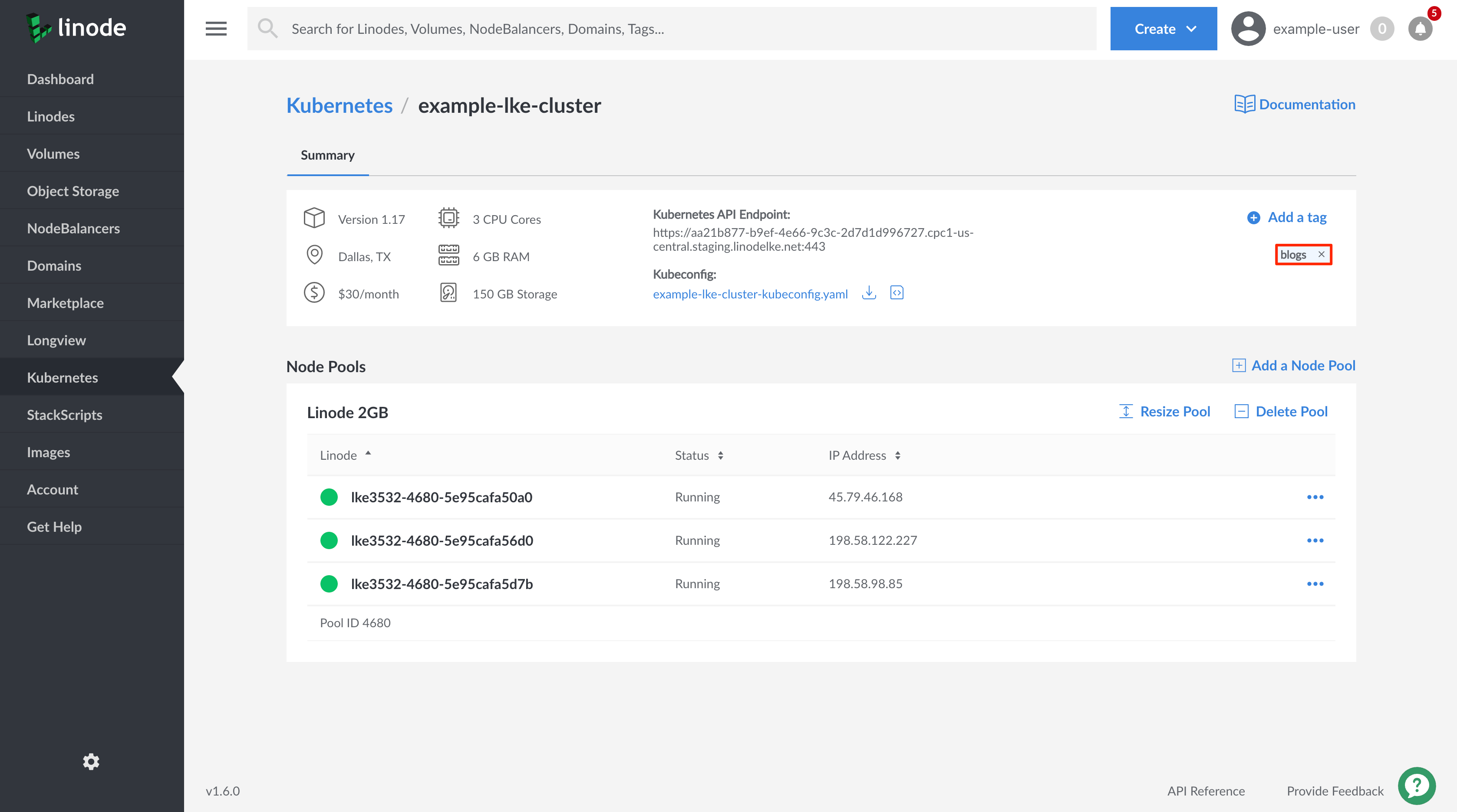 Select and existing tag and add it to your LKE cluster