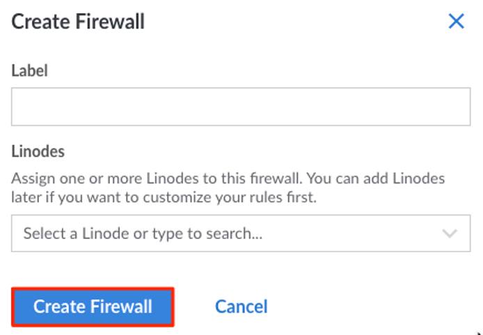 Click on the Create button to create your Firewall.