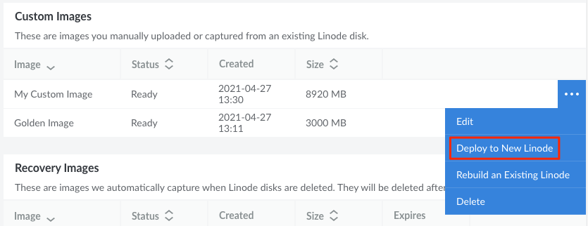 Click the button labeled Deploy to a New Linode