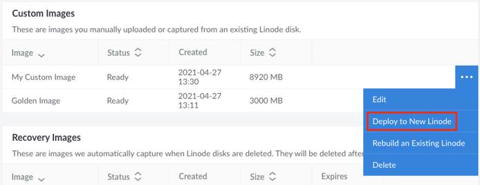 Click the button labeled Deploy to a New Linode